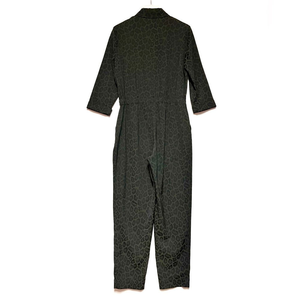 Hush Jacquard Leopard Jumpsuit Green Animal Print 70’s Retro Disco US 12 UK 10 - Picture 4 of 15